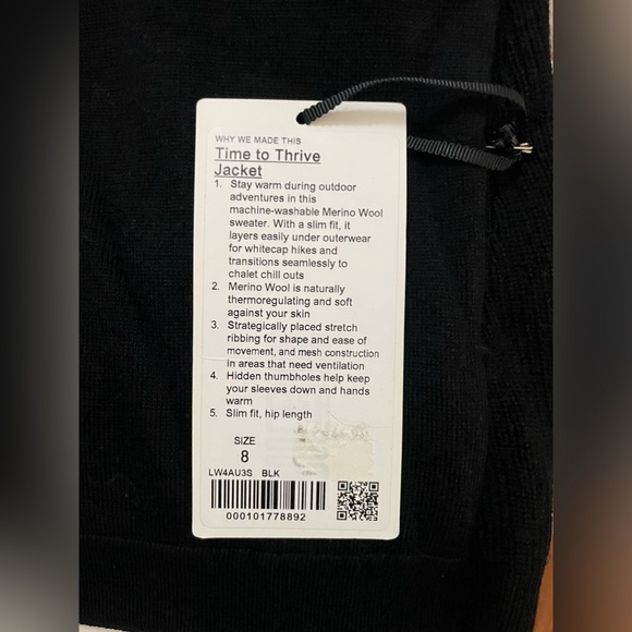 NWT Lululemon Time To Thrive Sweater Jacket in Black Size 8 - Picture 11 of 15